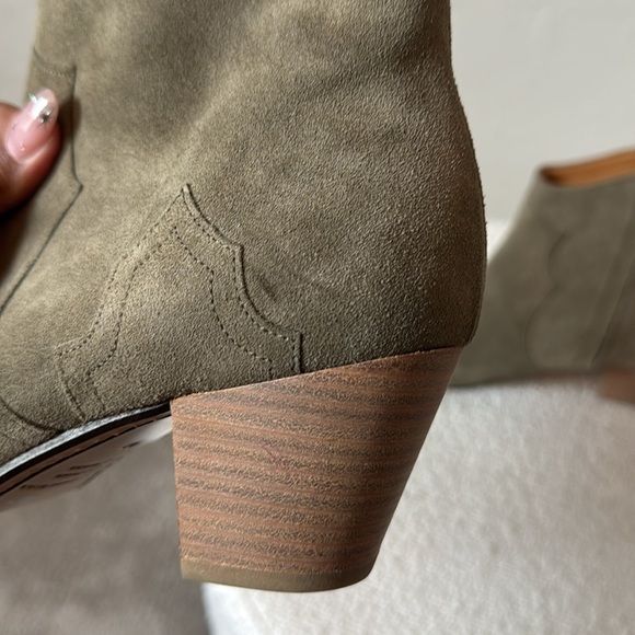 Isabel Marant Dicker Suede Ankle Bootie Boots Sage Green Sz 40 = US 10 - Picture 6 of 11